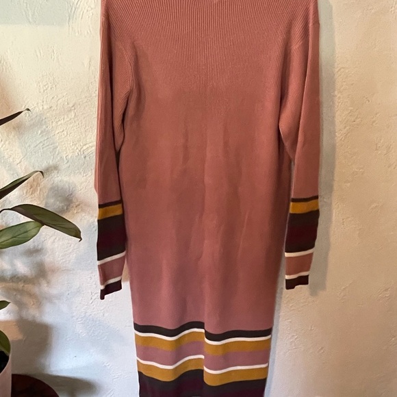 Anthropologie Saturday Sunday Parvati Knit Midi Dress Medium Rose Pink Striped - Picture 6 of 7